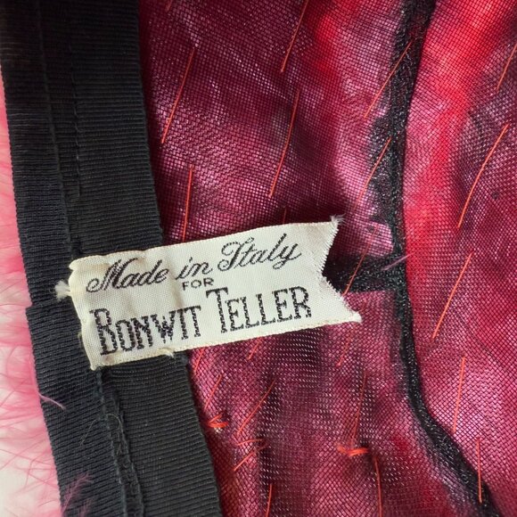 Pink Angora Beret Hat Satin Bow VTG Fuzzy Raspberry French Style 50s 60s Winter - Picture 7 of 11